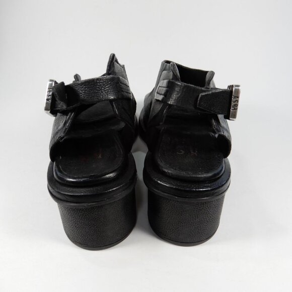 A.S.98 Lucca Heeled Sandals Size 37 7 Black Leather EUC $319 - Picture 6 of 12